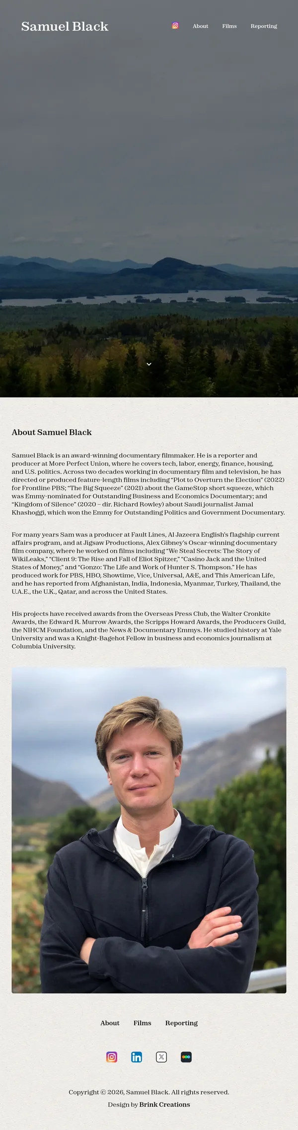 Screenshot of work for Samuel Black